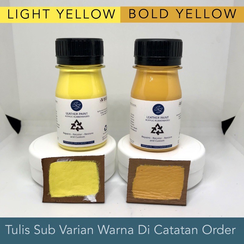 Cat Sepatu Kulit SS Leather Paint - Acrylic Rubber Cat Midsole, Rubber, Boost - Cat Tas Jaket Kulit-Yellow Light/Bold