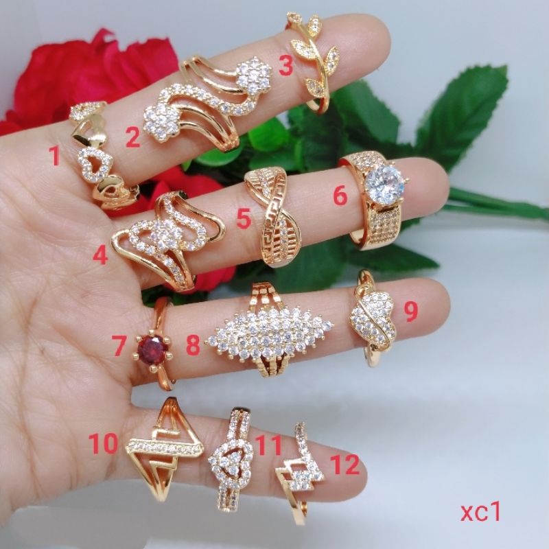 Grosir Cincin Random tdak bisa pilih motif Perhiasan Titanium Tembaga Perhiasan Aksesoris Lapis Emas 18,24 Karat Termurah Terlaris