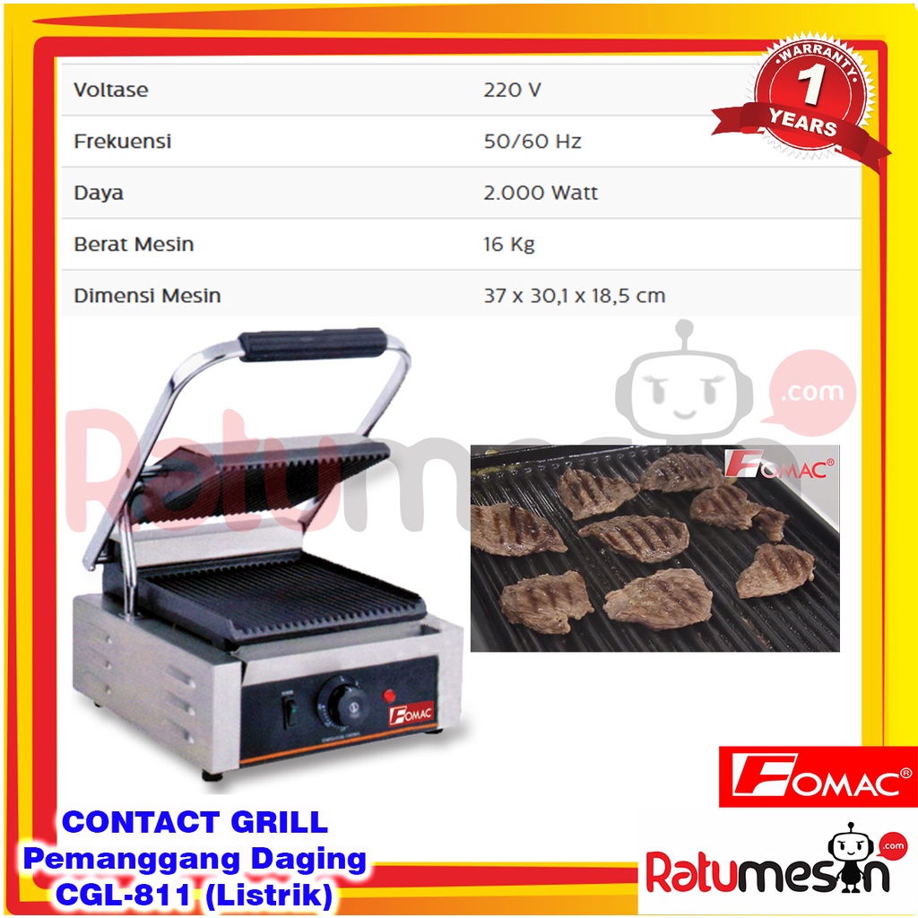 Contact Grill / Mesin Pemanggang Daging CGL-811 FOMAC
