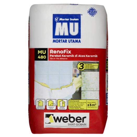 GARANSI (NCIS) MU 480 MORTAR UTAMA MU 480 PEREKAT KERAMIK DIATAS KERAMIK