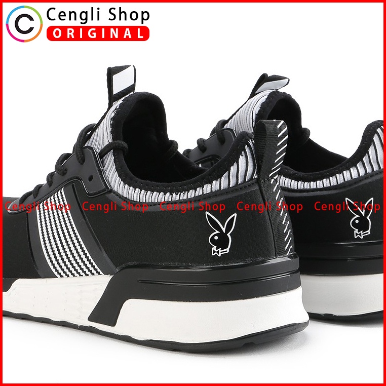 SEPATU PLAYBOY ORIGINAL SNEAKER CASUAL KETS PRIA TERBARU HITAM PL05