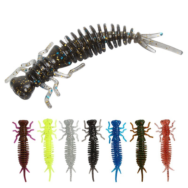 Shengyao 10pcs Softworm Umpan Pancing Swimbait 7.5cm 3.2g Fishing Lure Ikan Bass Wobbler Kail Memancing Crankbait Jigging Tackle