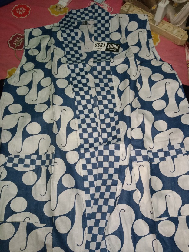 Cardi Lancip Indigo Batik Blue Series Karidigan Wanita Modern Vest Kerja Kantoran Luaran