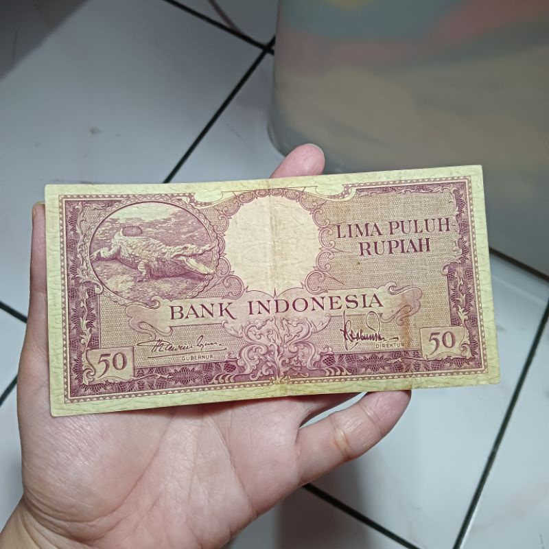 uang kuno 50 rupiah seri hewan buaya.93123