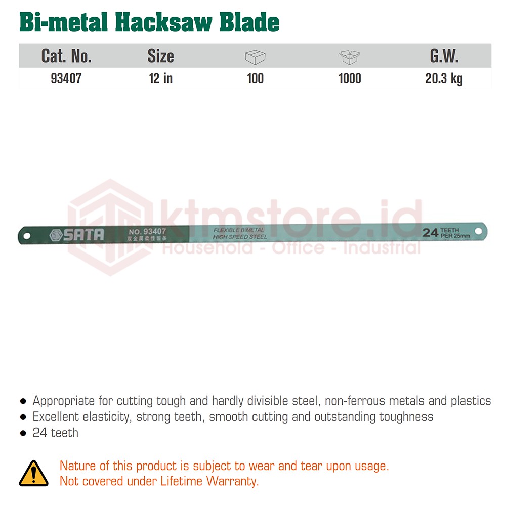 SATA TOOLS Mata Gergaji 24 Tooth Bi-metal Hacksaw Blade 93407