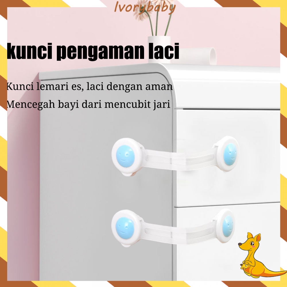 Ivorybaby Kunci Laci  Pengaman Pintu Lemari Pakaian Kulkas Safety Lock untuk baby