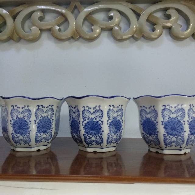 Pot keramik / pot keramik cantik motif bunga / Pot Keramik Import