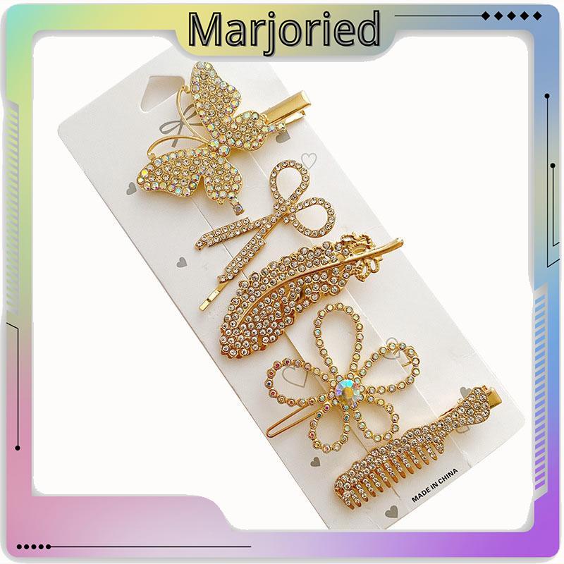 Fishbone Hairpin 6-Piece Set Aksesoris Rambut Vintage Set Dengan Diamond Pearl Edge Clip Bebek Paruh Clip-MJD