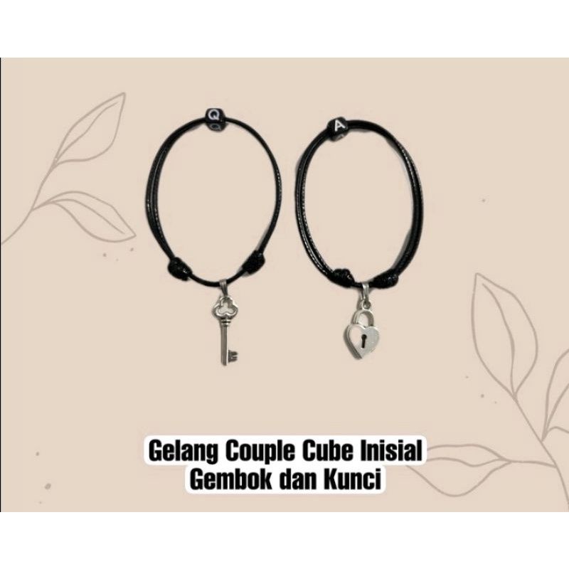 SEPASANG Gelang couple gembok kunci inisial / Nama + magnat