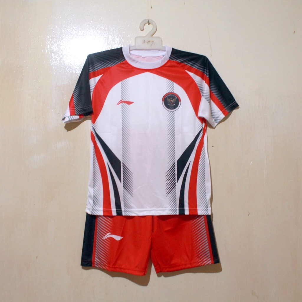 stelan baju kaos volli baju futsal stelan badminton anak size 9-12thn