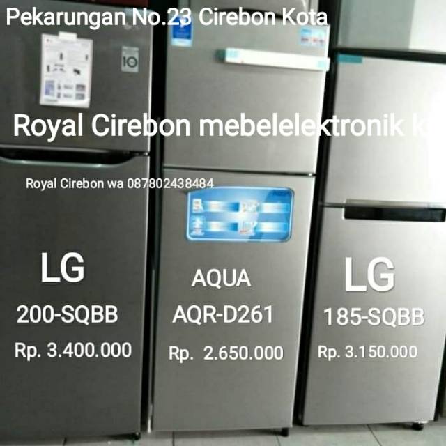 KULKAS Aqua Sanyo AQR-D261 SILVER 2PINTU UTK WILAYAH C8REBON TOKO ROYAL PEKARUNGAN NO 23 GARANSI7THN