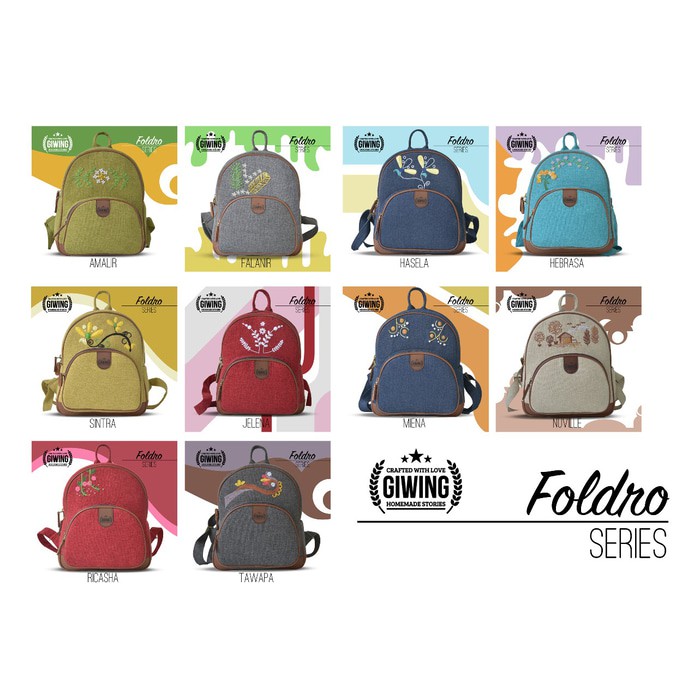 Tas Mini Backpack Tas Kerja Wanita Tas Ransel Kecil Giwing - Biru Muda