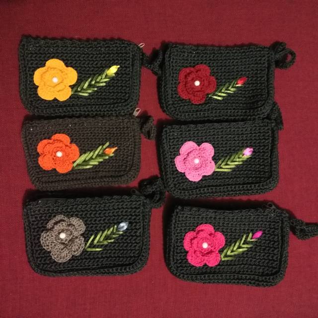 Dompet rajut 2 ruang/dompet rajut HP