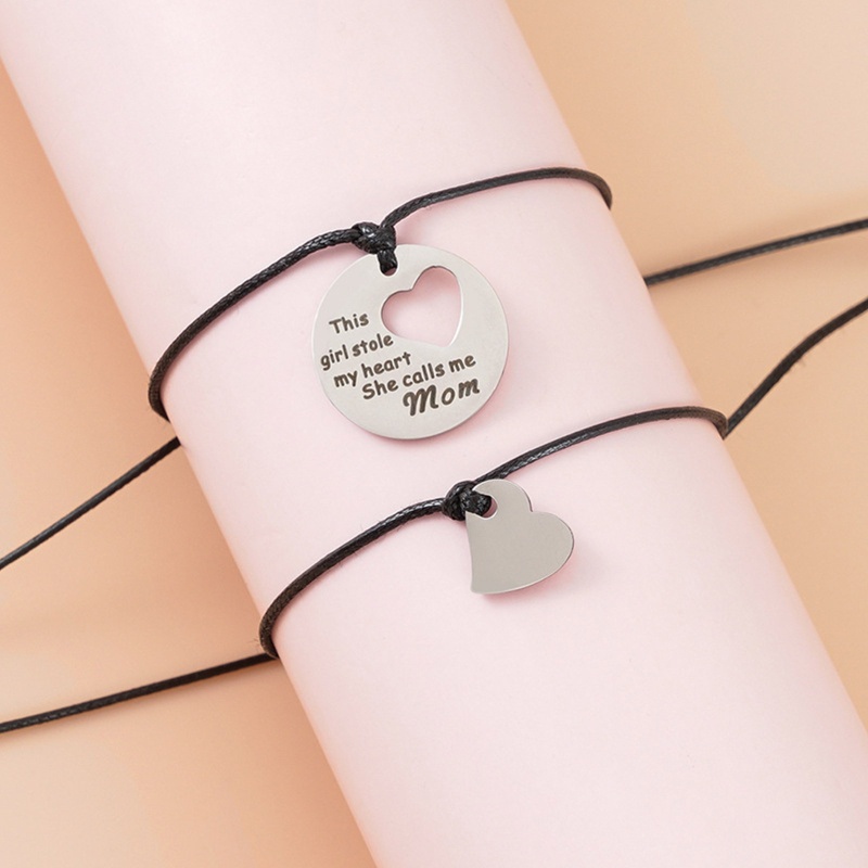 Siy 2pcs Cutout Heart Kalung/Gelang Stainless Steel Yang Sesuai Dengan Cinta Kalung Gelang Set Hadiah Hari Ibu