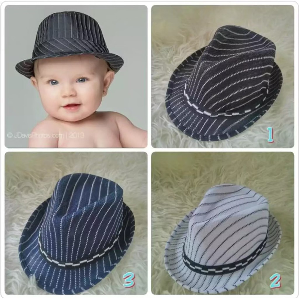 Topi Fedora Salur Anak / Topi Anak Kekinian / Topi Koboi Anak / Topi Murah / Topi Anak Terbaru
