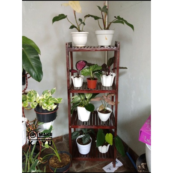 Rak serbaguna kayu Rak tanaman kayu