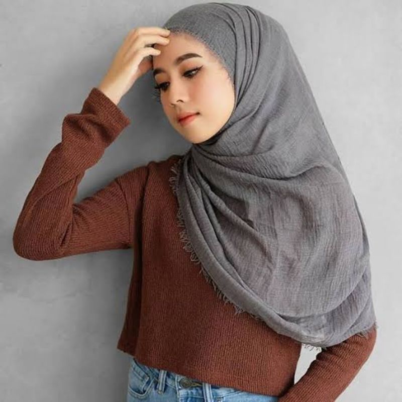 Hijab Pashmina Crinkle / Pashmina Kusut-Abu Tua