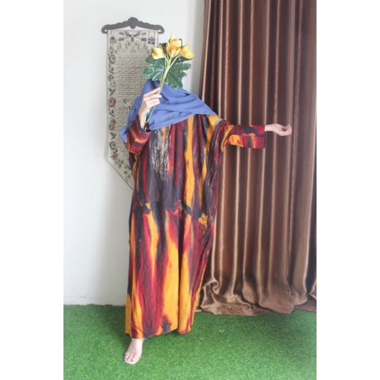 kaftan gamis batik rayon tye dye terbaru murah syari dress muslim remaja brukat jumbo