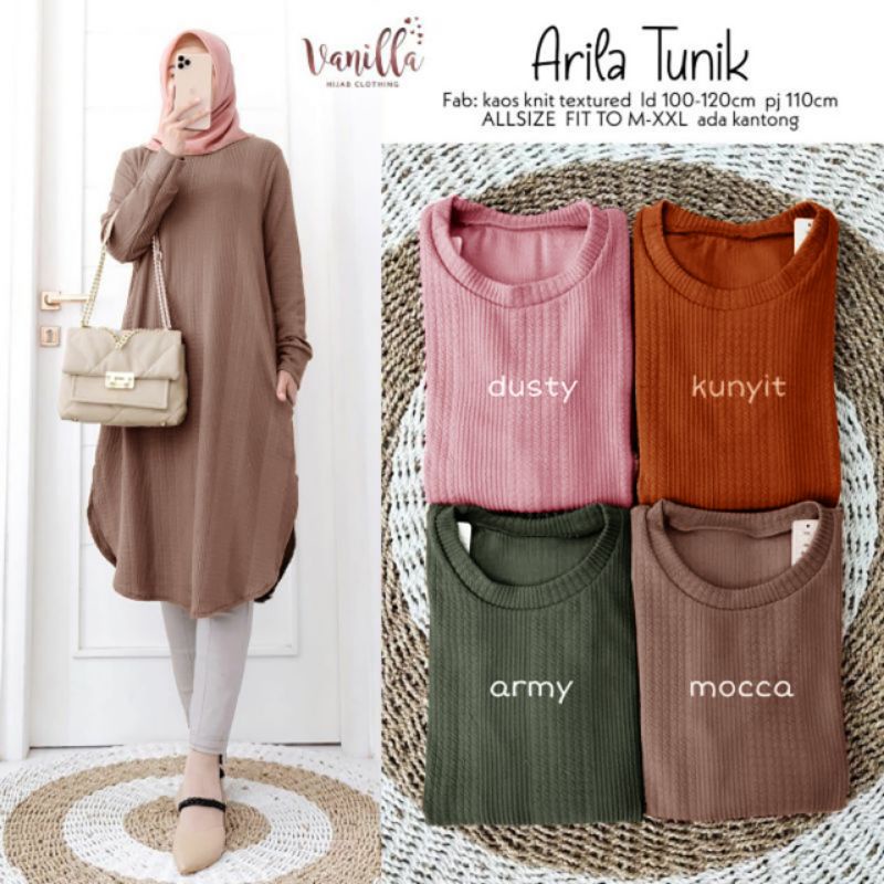 Arila Tunik - Tunik Kaos Knit Textured LD102+ / R.13 - 296-6256