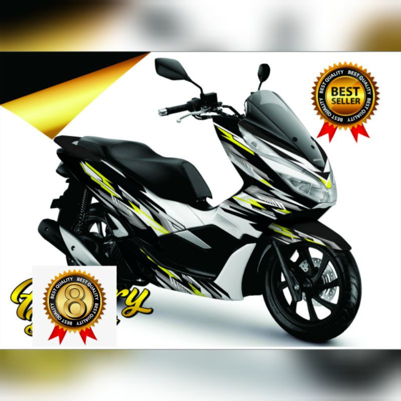 Decal Sticker Honda PCX Full body grafis hitam stabilo putih variasi