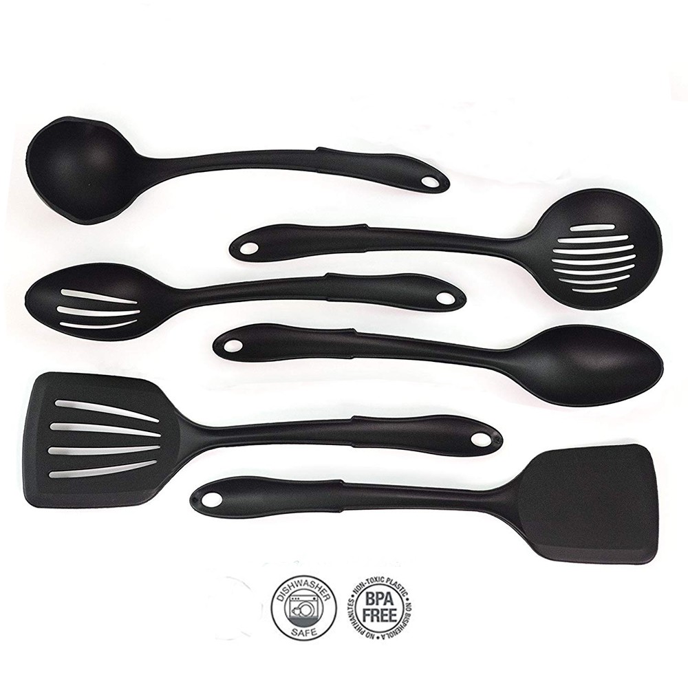 Alat Masak Spatula 6 Set Hitam - Spatula Plastik