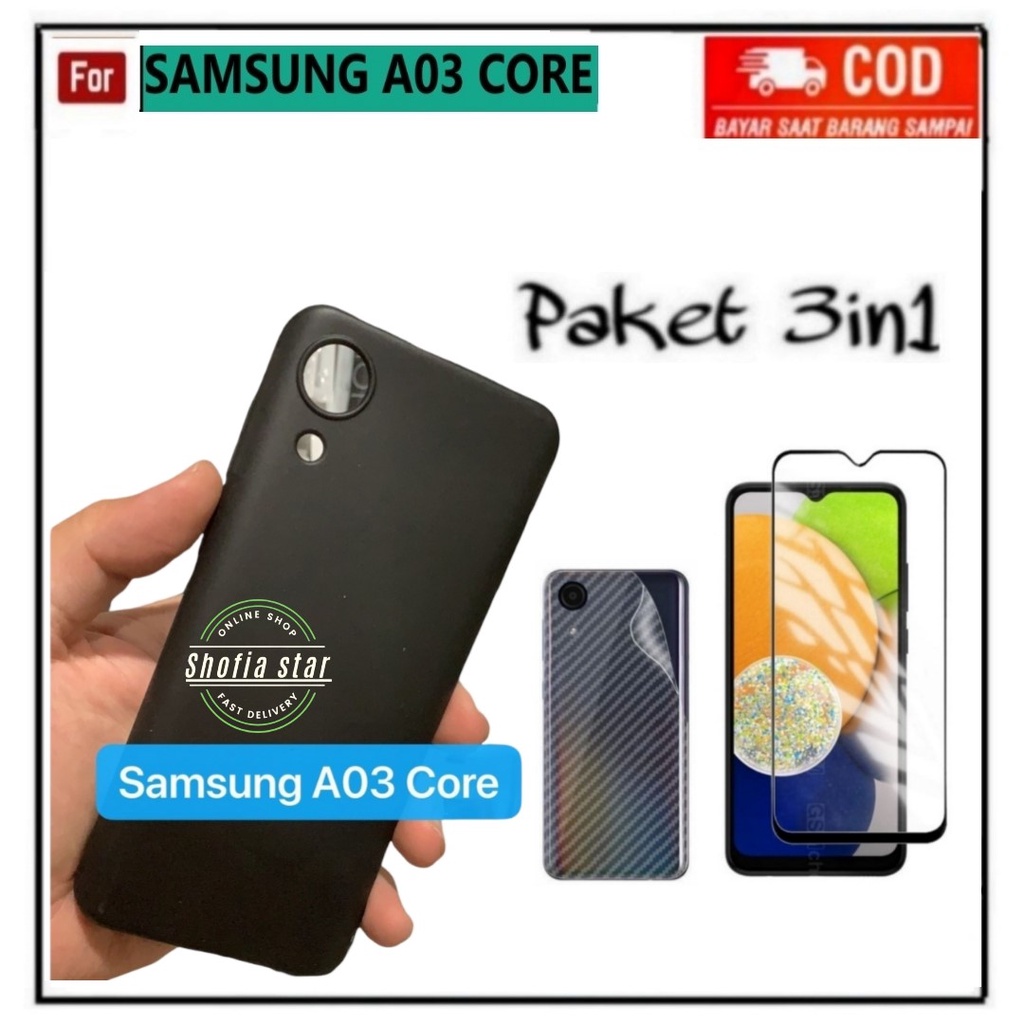 3IN1 CASE SAMSUNG A03 CORE SOFTCASE SLIM MATTE PREMIUM BLACK PROTECT CAMERA