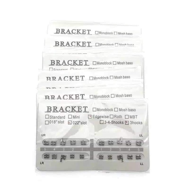 BRACKET BEHEL PERBAIKAN GIGI AMPLOP PUTIH HIGH QUALITY 345 HOOK EDGEWISE MBT //Kawat Gigi Dental Orthodontic Tanpa Kait Pinggir Tipe 3-4-5 Hook . 3 . No hook