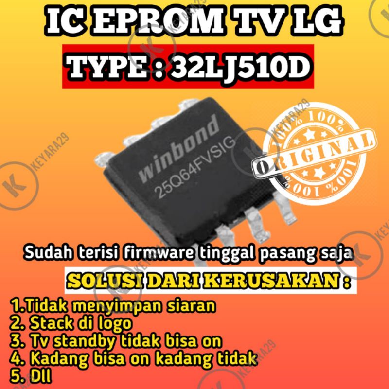 ic eprom tv led LG 32LJ510D siap pakai