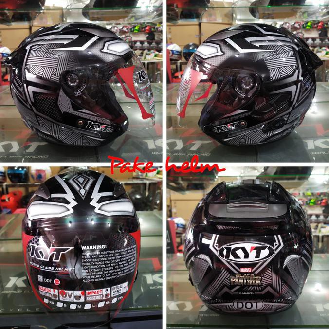 Helm Kyt Galaxy Black Panther Black Silver Helm Kyt Half Face Antolshop99