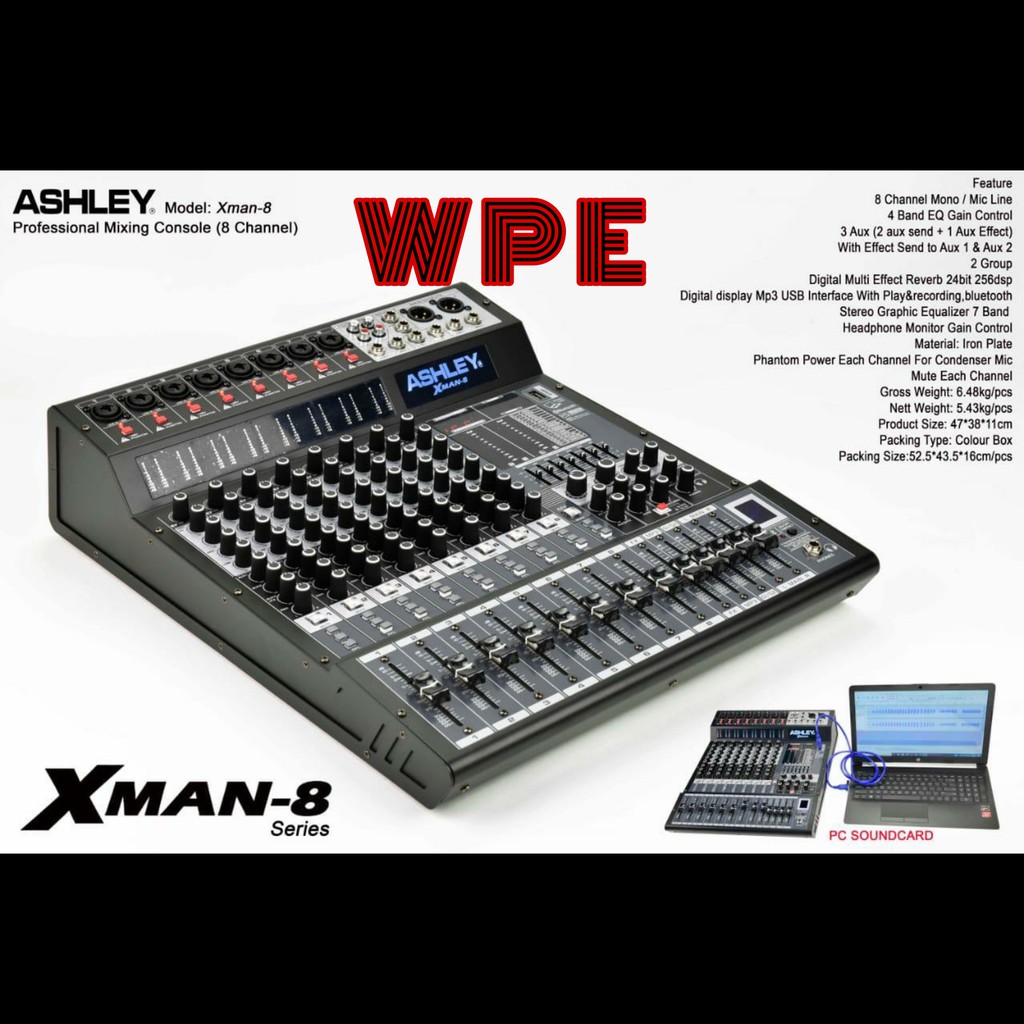 mixer audio ashley xman 8 original 8 channel xman8
