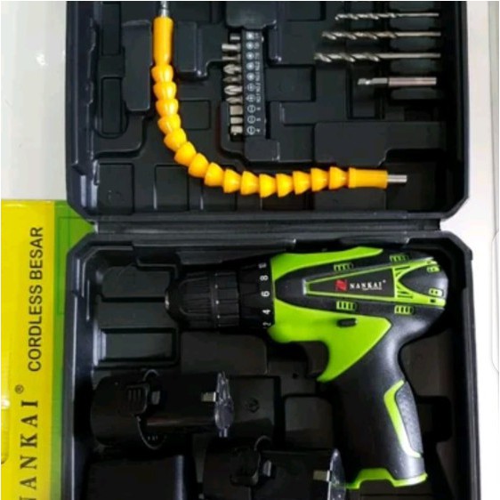 Bor Tangan Portable Tanpa Kabel / Cordless Drill PRAKTIS + Charger BONUS 2 RECHARGEABLE BATTERY