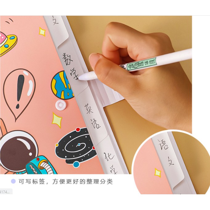 Map Folder Organizer Gambar Luar Angkasa Austronaut 6 Sekat / Map Folder A4 Motif Astronot Imut / Map Plastik 6 Sekat