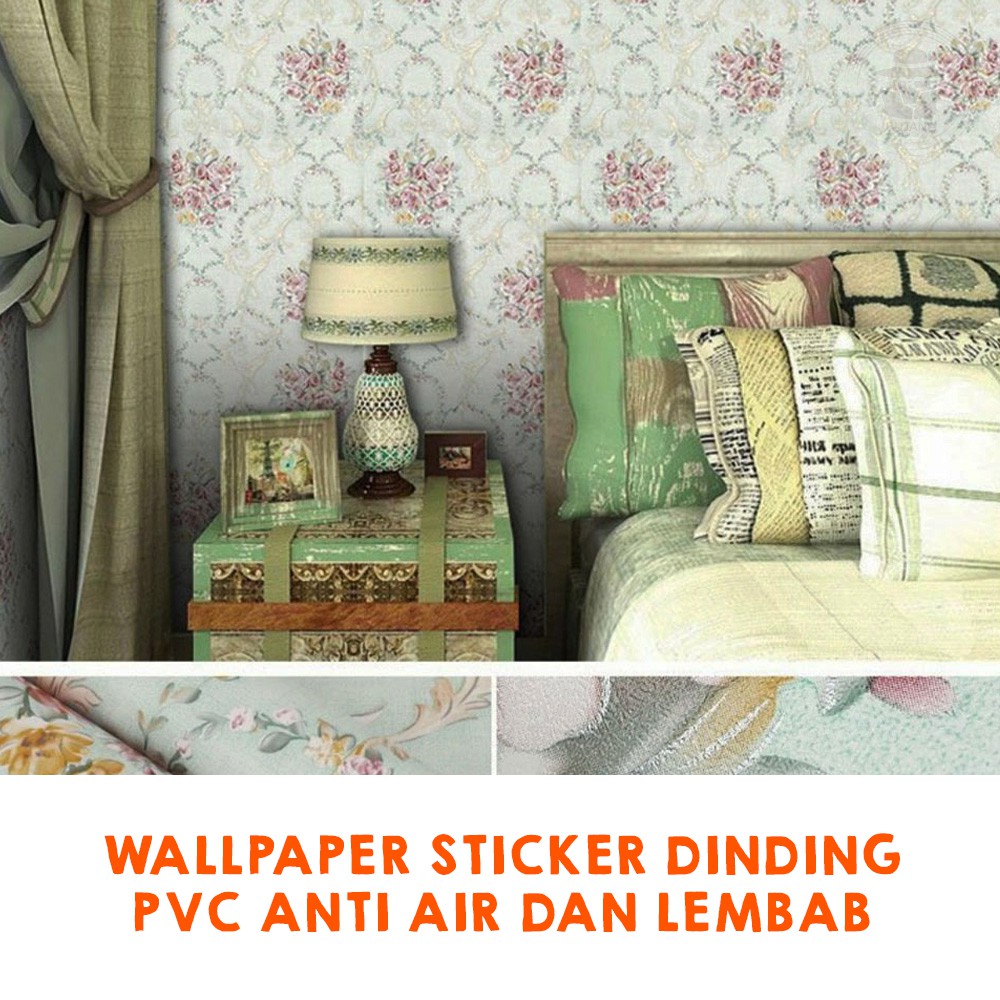 Wallpaper Stiker Dinding | Walpaper dinding Kamar Tidur | Wallpaper Promo |KEMBANG HIJAU