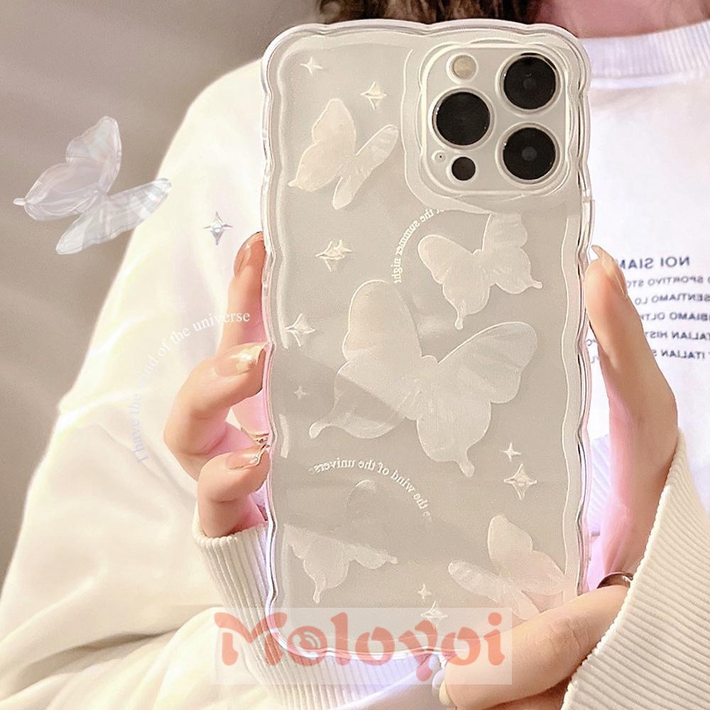 Soft Case Transparan Motif Bunga Kupu-Kupu Untuk iPhone 11 12 13 Pro Max XR 7Plus 8Plus X XS Max 7 8 SE 2020 6 6S Plus Butterfly