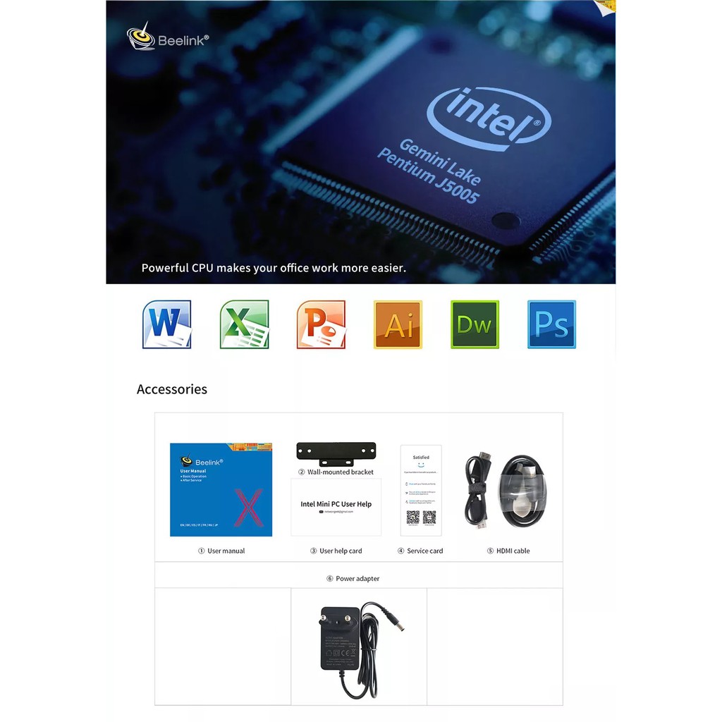 BEELINK GEMINI X55 - Intel GEMINI LAKE Pentium J5005 RAM 8GB ROM 512GB - POWERFUL MINI PC BEELINK