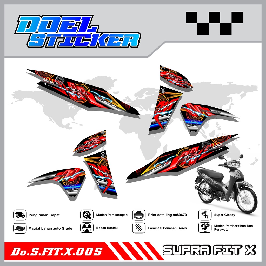 STICKER STRIPING SUPRA FIT NEW SUPRA FIT NEW / FIT X / FIT LIST VARIASI HOLOGRAM , CROME DOEL 005