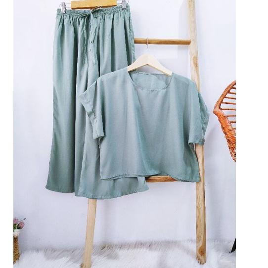 Penjualan Terbanyak.. SET CROP KULOT ANNE/SETELAN KULOT RAYON POLOS