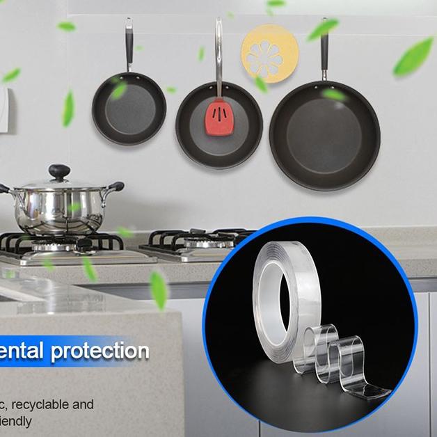 

❈ Selotip Isolasi Double Dobel Nano Tip Tape Dinding Bening Lakban Super Kuat 3M Tanpa ♕