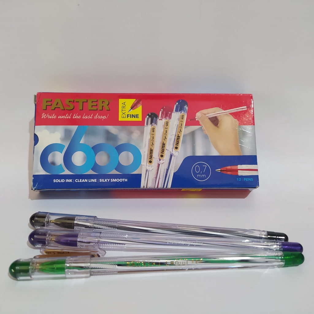 

Bolpen faster c600 / pulpen faster c600/ pen faster buka tutup warna hitam 0.7mm