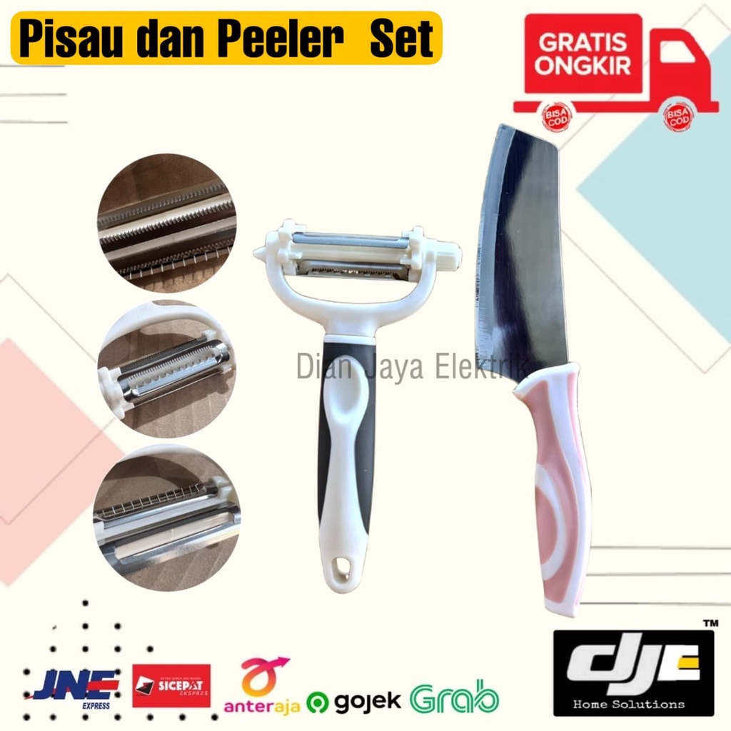 pisau set 2in1 / peralatan dapur peeler dan pisau warna