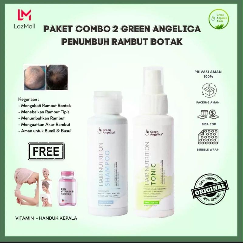 PAKET COMBO 2 Green angelica isi Tonic Green Angelica dan Sampo Green Angelica Original 100% BPOM, P
