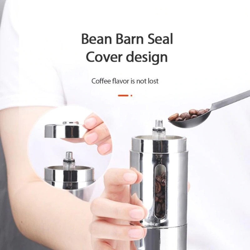 COD Alat Penggiling Kopi Manual Coffee Grinder Bahan Stainless Steel - Hitam