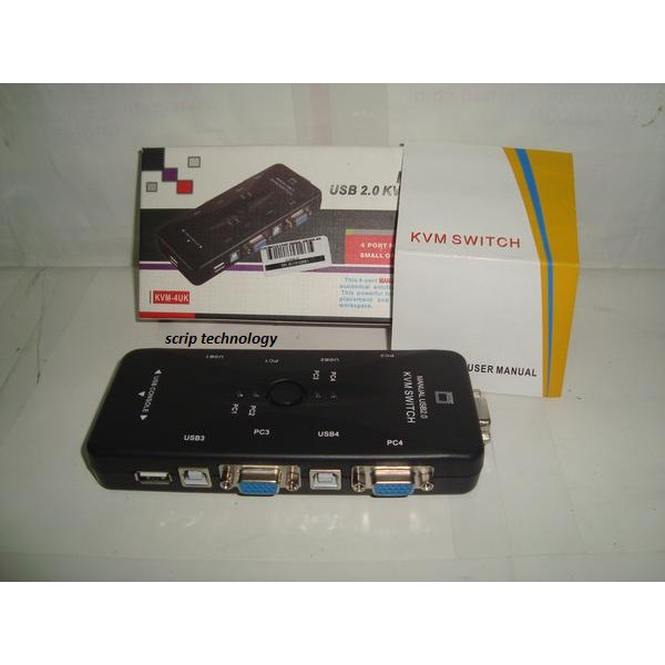 Manual Kvm Switch 4 Port Vga Female Dan 3 Port Usb 2.0