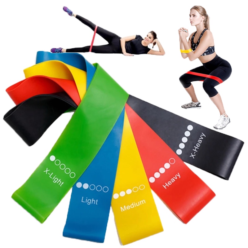 5pcs Strap Resistance Band Bahan Karet Elastis Untuk Yoga / Fitness