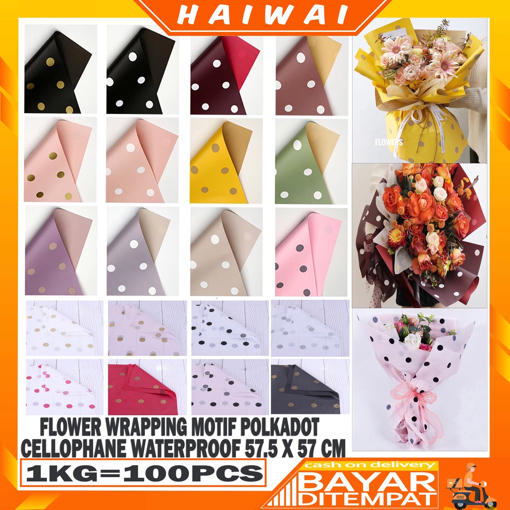 

HaiWai COD Flower Wrapping Paper Small Polkadot Cellophane Kertas Buket Bunga Motif Polkadot / Kertas Kado KB04 / KB11