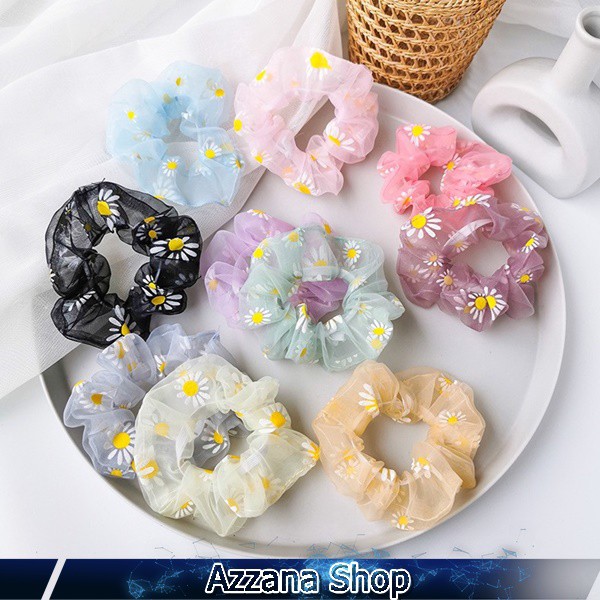 Ikat Rambut Scrunchie Transparan Korea Daisy