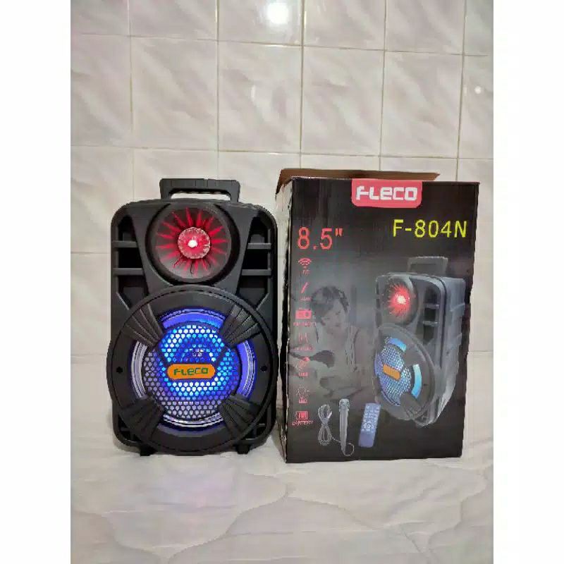 Fleco Speaker Bluetooth F804N Free Mic Karaoke/Salon Aktif Super Bass Subwoofer 8,5 Speaker wireless