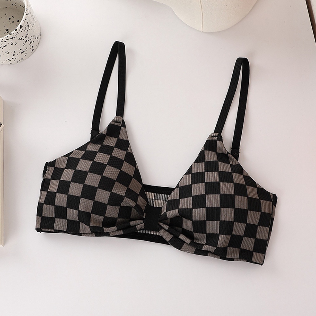 Nicebra Bra Pakaian Dalam Bra Wanita Import Motif Catur Push Up 1088