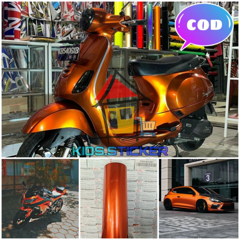 Stiker Skotlet Motor Orange Candy Metalik Skotlet Metalic Sticker Candy Oren