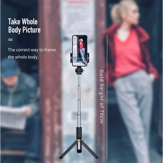 ROCKSPACE Selfie Stick / Tongsis Bluetooth Shutter Tripod Holder